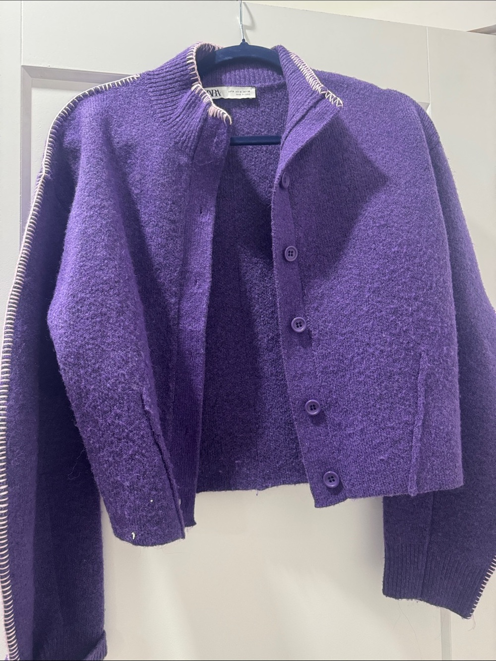 Zara Purple Teddy Button-Up Jacket